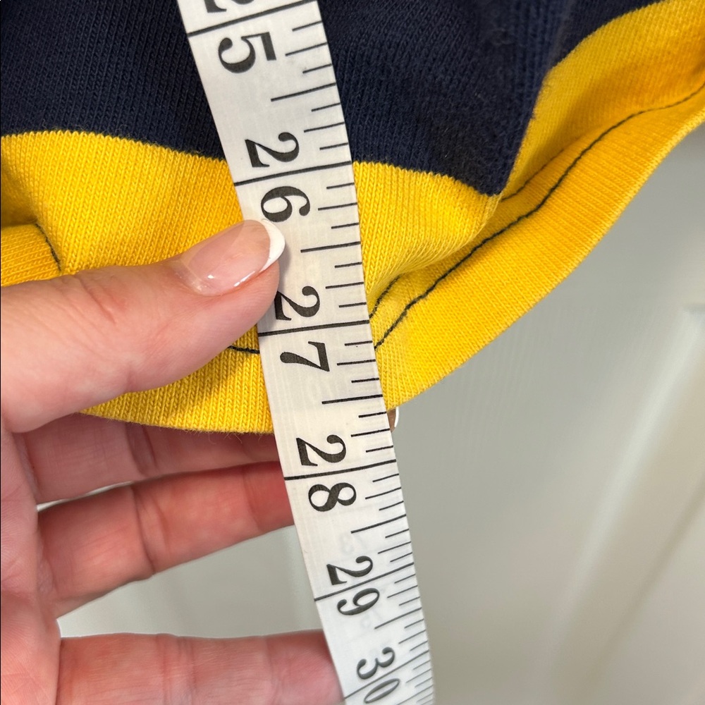 Vintage Ralph Lauren Men's Navy and Yellow Striped Shirt - Picture 7 of 9